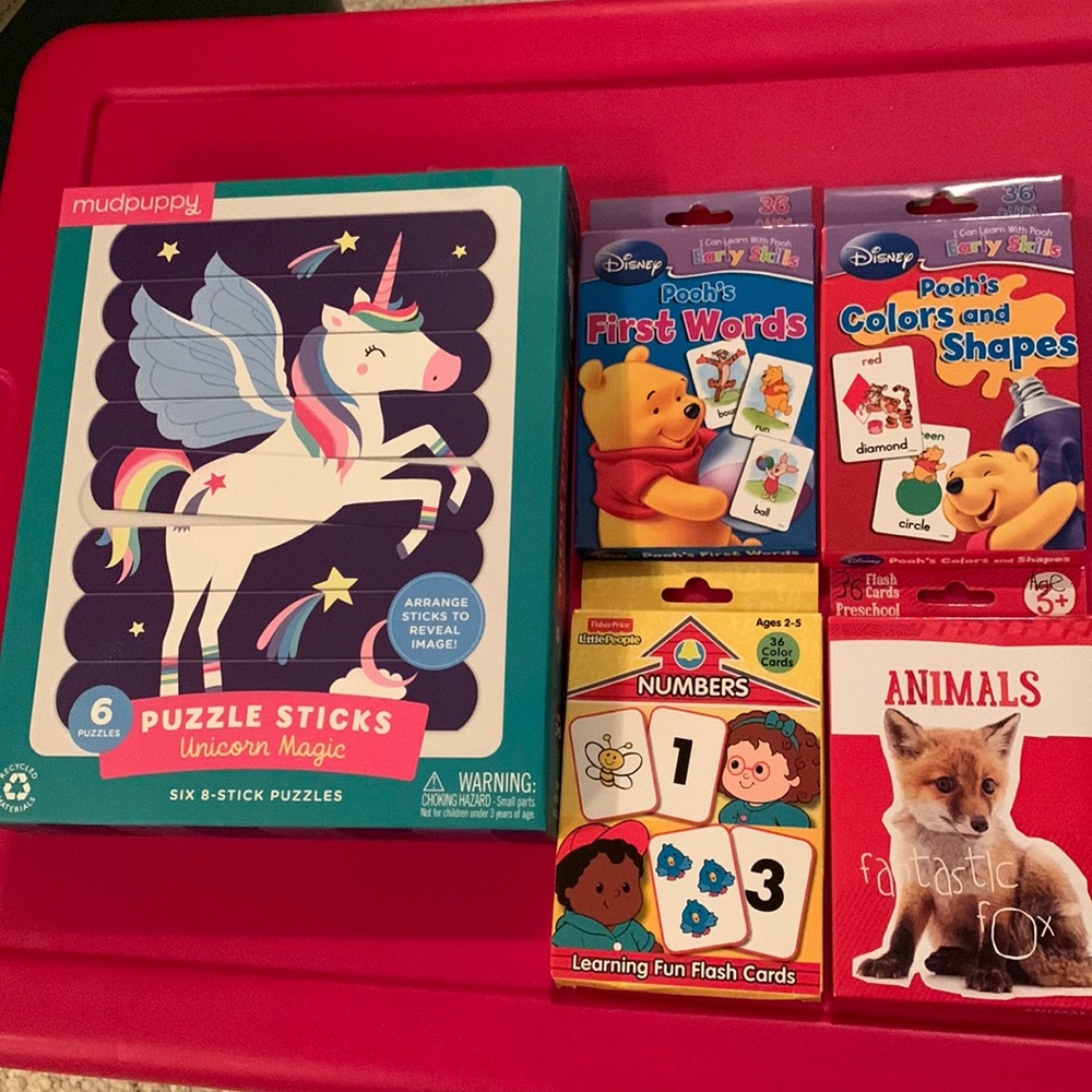 🦄Unicorn Magic Puzzle Sticks and flash cards variety Disney Pooh Fisher Price